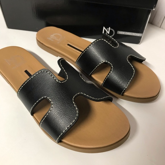 Shoes - Black Sandals slide on in box NWT black slide shoe